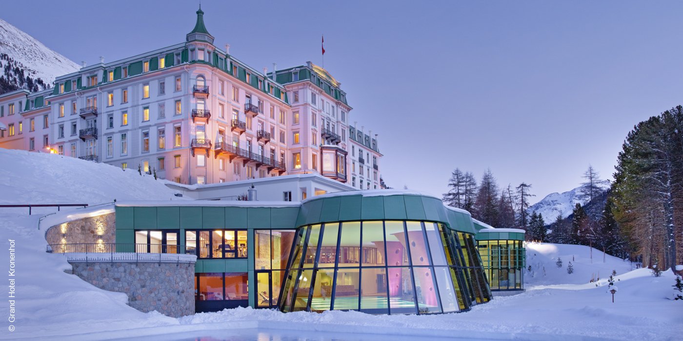 Grand Hotel Kronenhof | Pontresina | Schweiz | Exterior Winter | luxuszeit.com