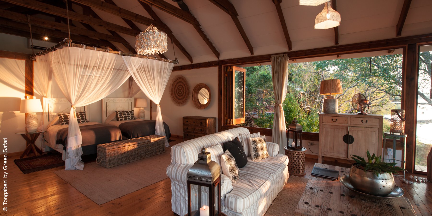 Tongabezi Lodge | Livingstone | Schlaf- und Wohnbereich | luxuszeit.com
