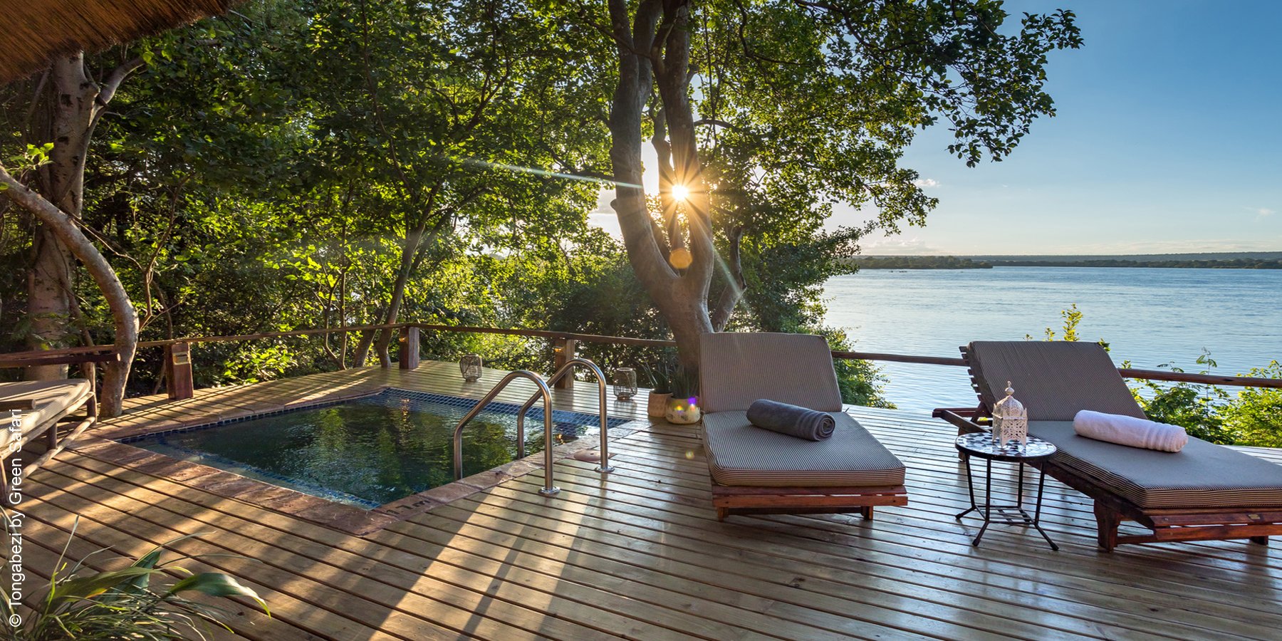 Tongabezi Lodge | Livingstone | Terrasse mit Plunge Pool | luxuszeit.com